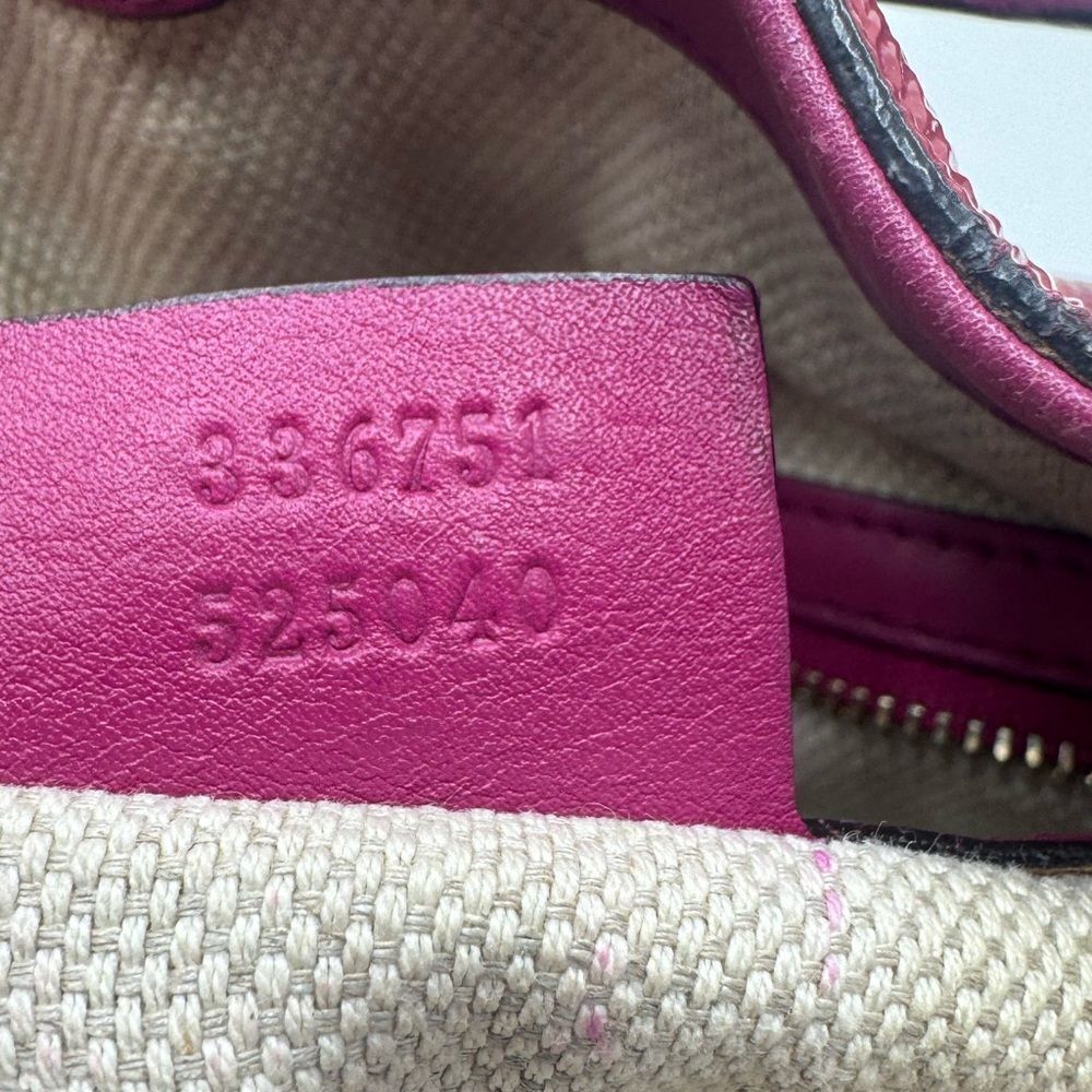 Auth Gucci SoHo Fuchsia Pink Patent Leather Small 2way Convertible Satchel - Picture 13 of 13